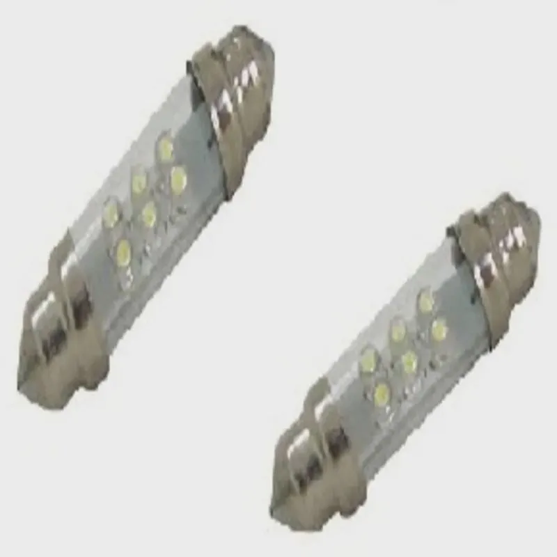 Par de Lâmpada LED Torpedo Grande 42mm com 6 Led 12V Branca Cor: Branco; Voltagem:12 volts