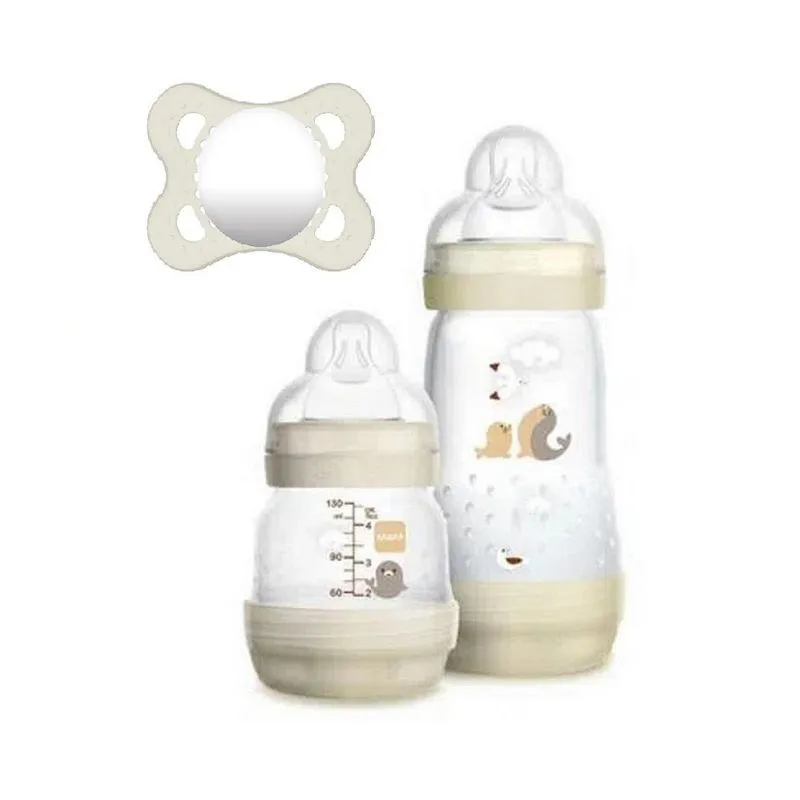 Kit Alimentação Mamadeira Dupla Foquinha Com Chupeta Mam