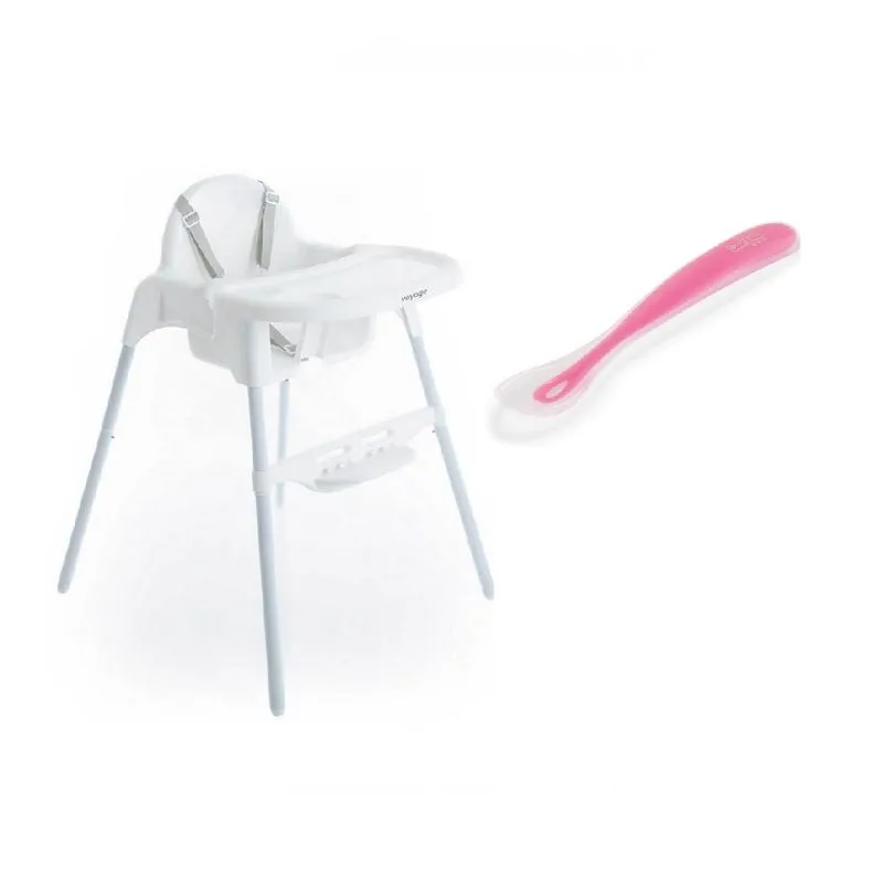 Cadeira De Refeição Macaron E Colher De Silicone Baby Pink