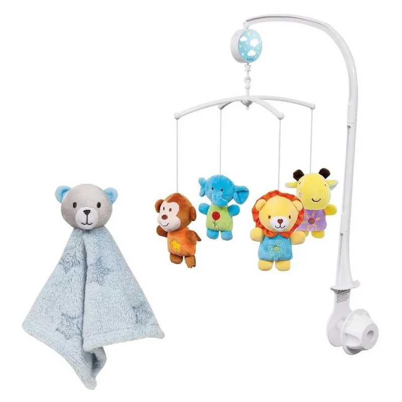 Kit Móbile Musical Safari E Naninha Urso Azul - Buba