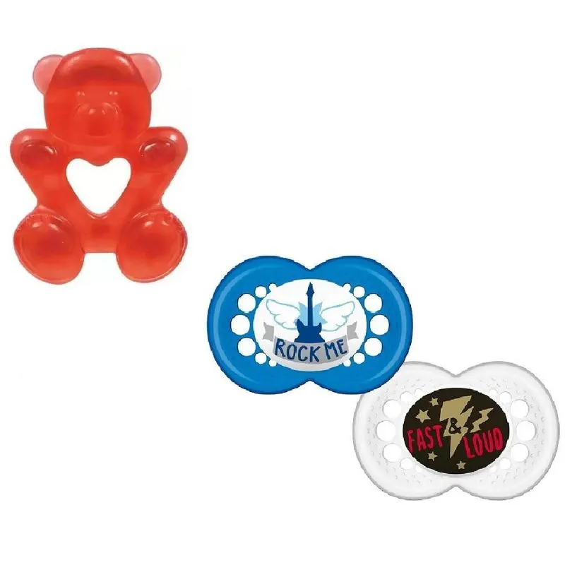Kit Chupeta Dupla Com Mordedor De Água Vermelho