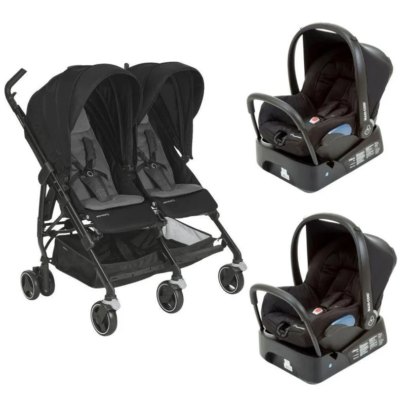 Kit Carrinho Dana For2 Preto E Bebê Conforto Citi