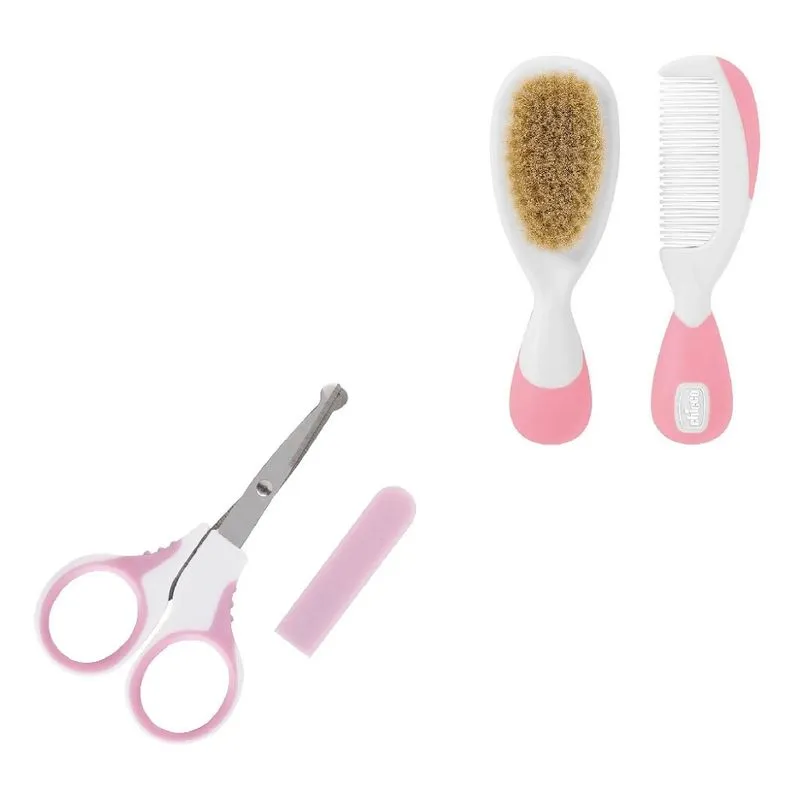 Kit Cuidados Com Bebê Escova E Pente Rosa