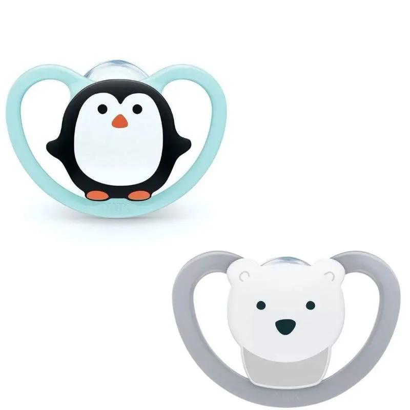 Chupeta Space - Dupla - Urso &amp; Pinguim (0m+) Tam.1 - Nuk