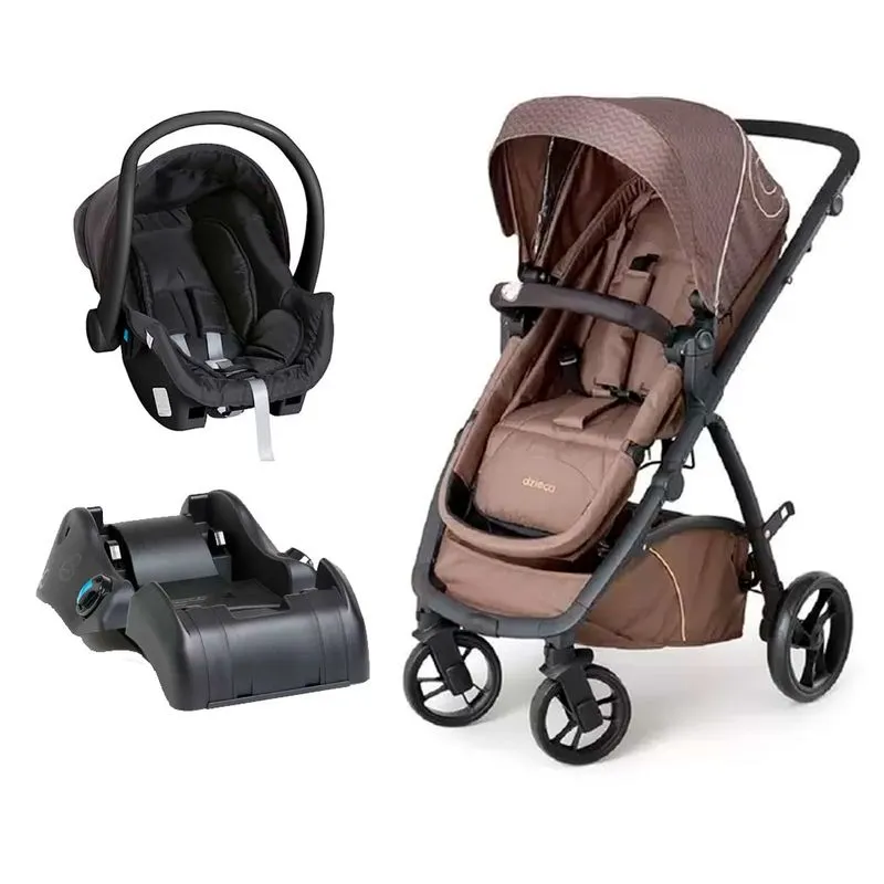 Carrinho Bebê Maly Chocolate Com Bebê Conforto Base - Dzieco
