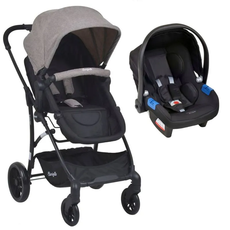 Carrinho Convert Cappucino Com Bebê Conforto Touring X Preto