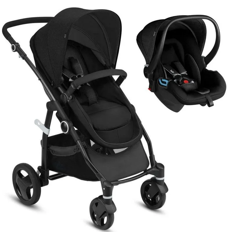 Conjunto Carrinho De Bebê Leotie E Bebê Conforto Shima Smoky