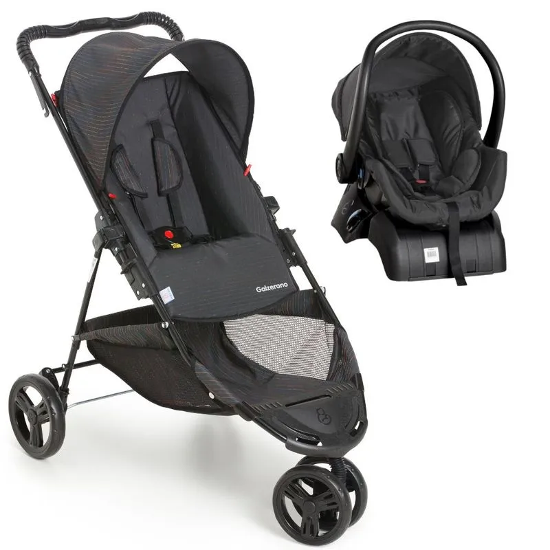 Kit Carrinho Tivoli Risca Preto Com Bebe Conforto E Base