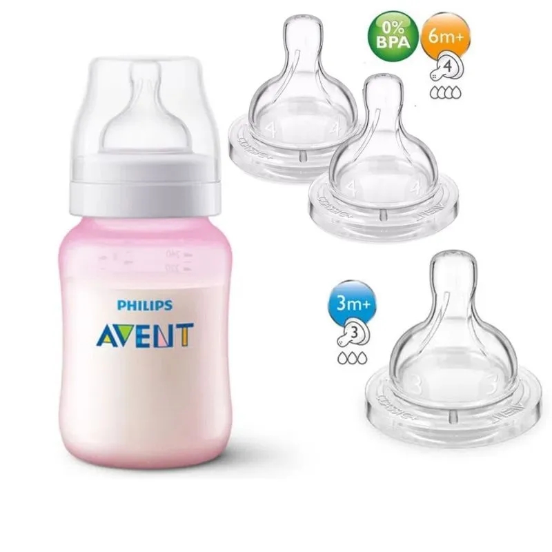 Mamadeira 260ml Rosa + Bico 3 E 4 - Philips Avent