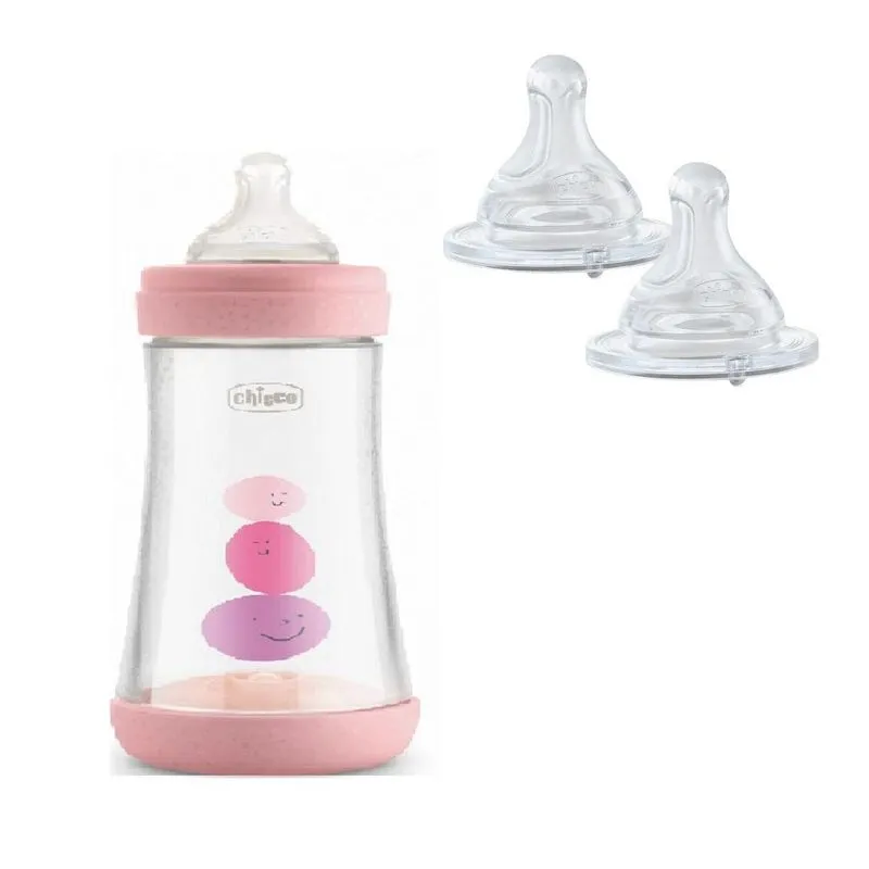 Mamadeira Rosa 330ml Com Bico Fluxo Rápido (+4m) - Chicco