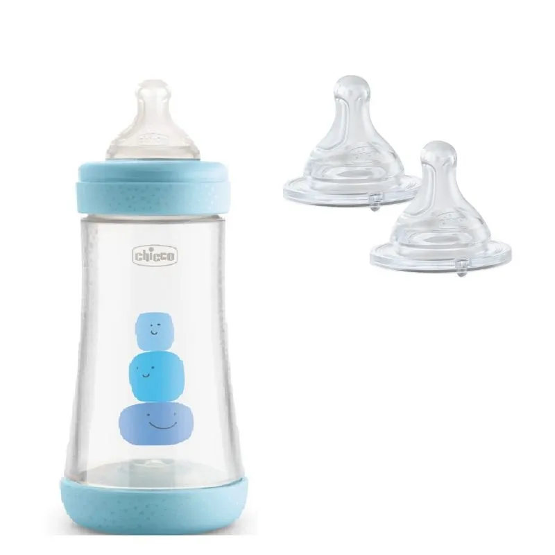 Mamadeira Azul 330ml Com Bico Fluxo Rápido (+4m) - Chicco