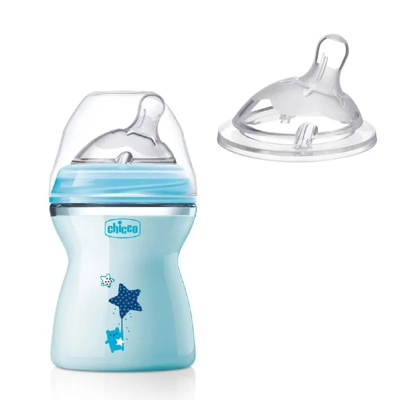 Mamadeira Step Up 250ml Azul E Bico Fluxo Médio +2m - Chicco