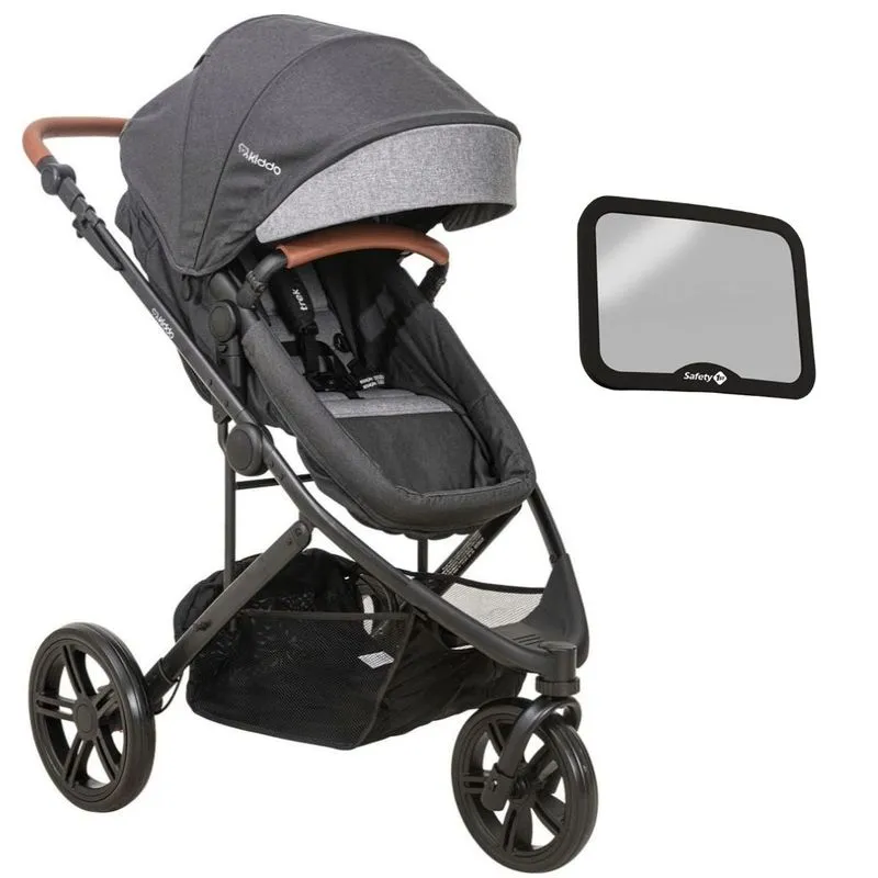 Conjunto Carrinho Trek Cinza Lead Com Espelho Black Safety