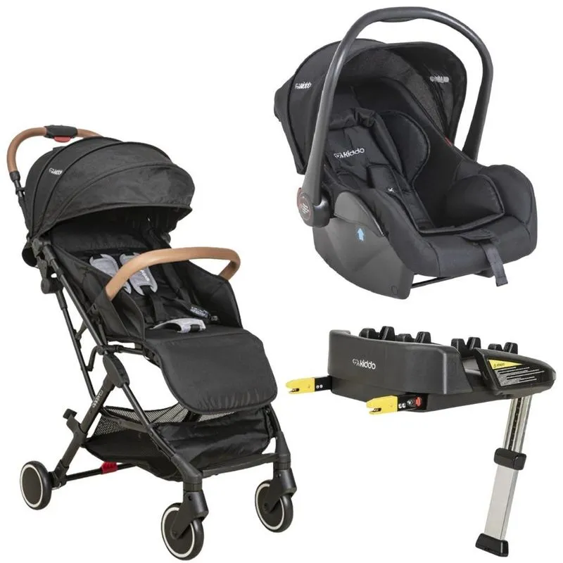 Carrinho Sprint Com Bebê Conforto E Base Isofix Preto -kiddo