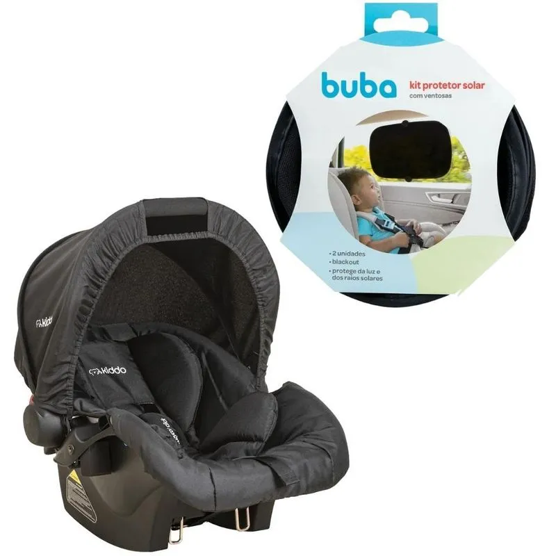 Kit Bebê Conforto Road Preto -kiddo E Protetor Solar -buba