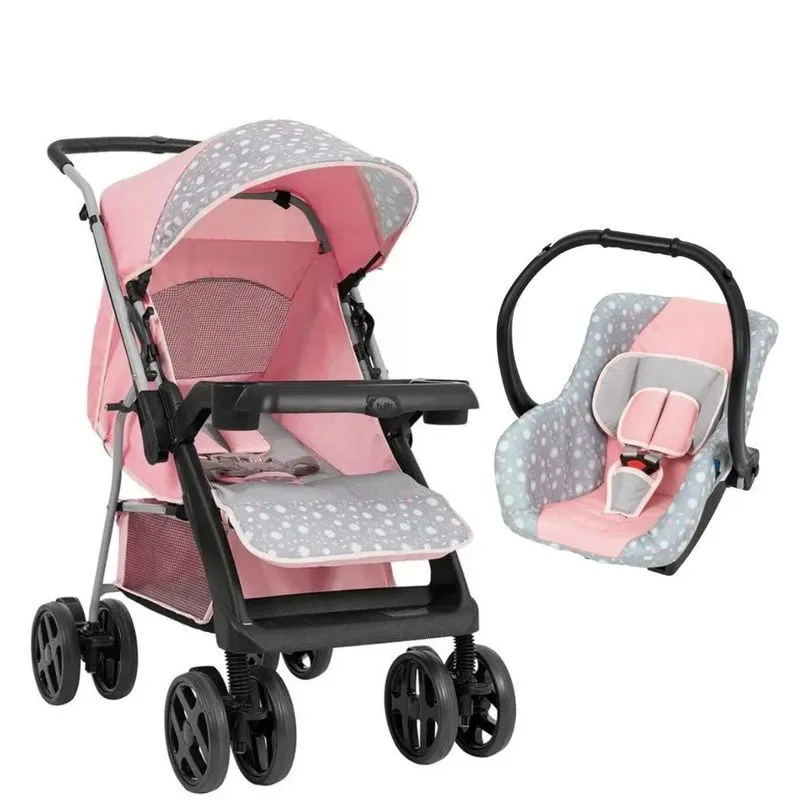 Carrinho Joy Ii Rosa Com Bebê Conforto - Tutti Baby
