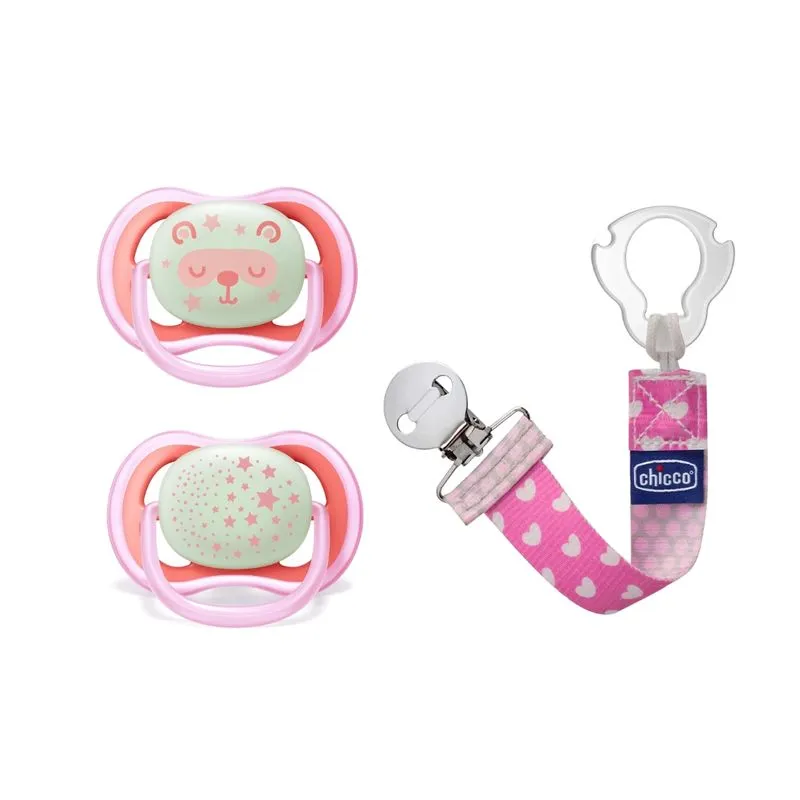 Chupeta Ultra Air Dupla Avent E Prendedor Clip Chicco 6-18m+