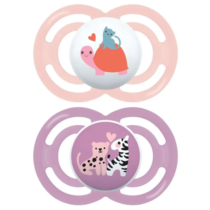 Chupeta Perfect Dupla Rosa Tartaruga E Oncinha 16m+ - Mam