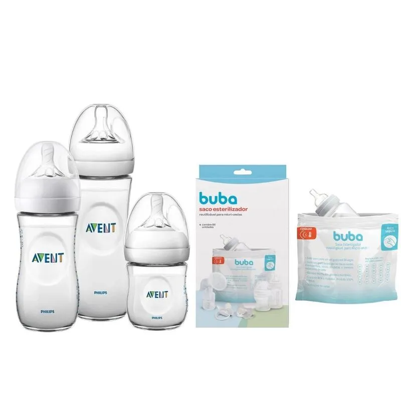 Kit Mamadeiras Pétala (0+ 1m+ 6m+) E Kit Sacos Esterilizador