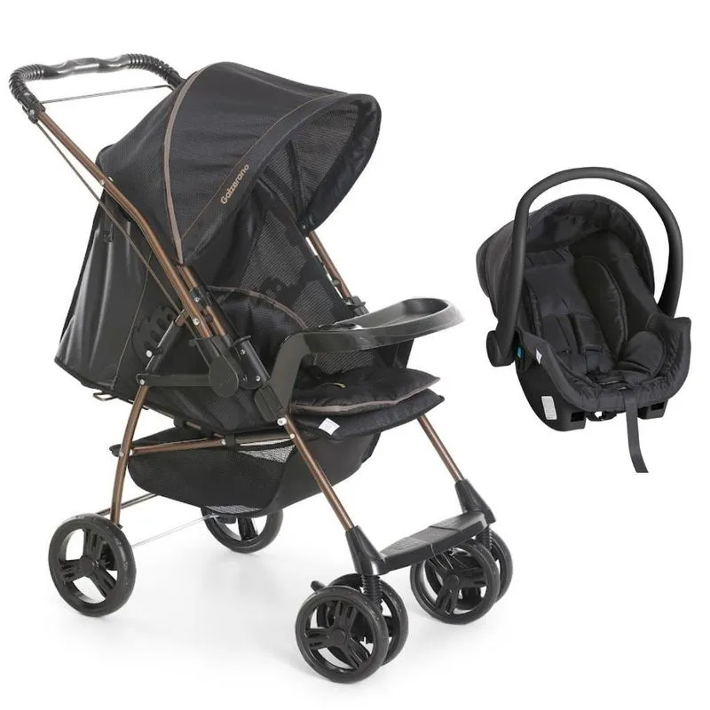 Carrinho Milano Rev Ii Preto Cobre Com Bebê Conforto Cocoon