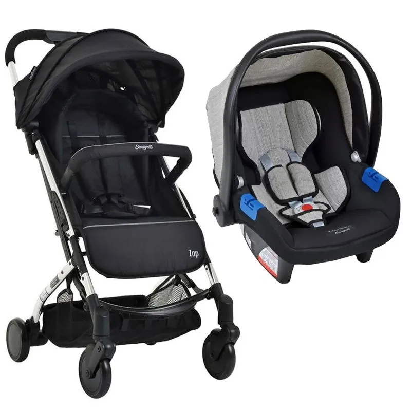 Carrinho De Bebê Zap Metal Prata E Bebê Conforto Touring X