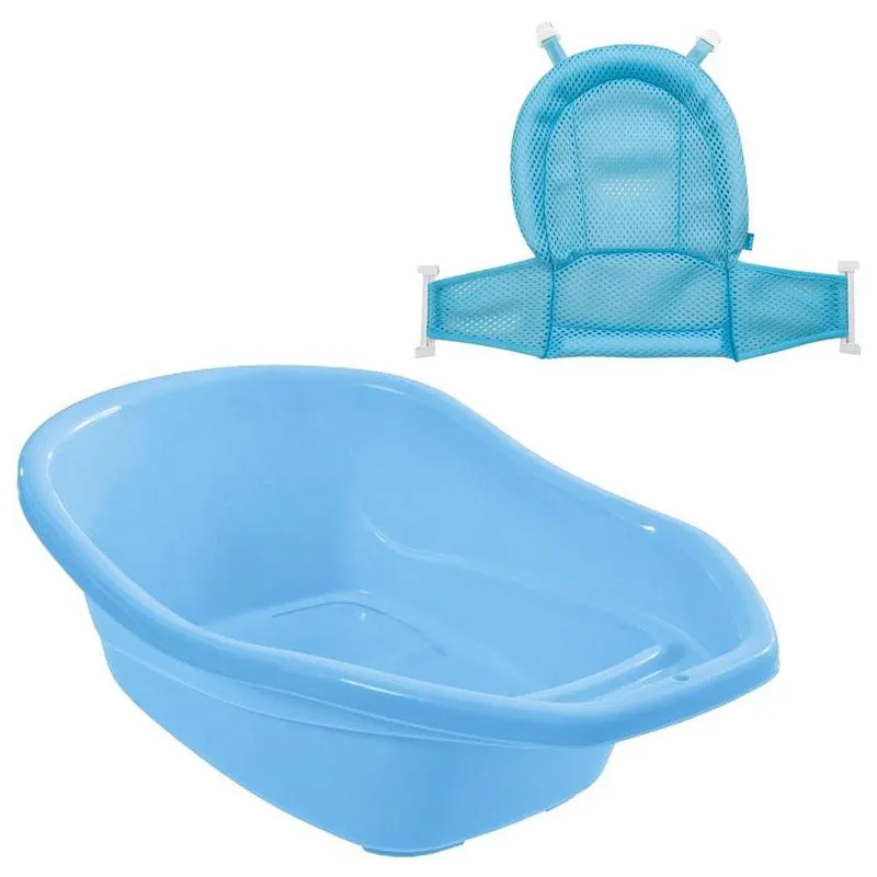 Banheira Para Bebê Leitosa Azul Com Rede Protetora De Banho