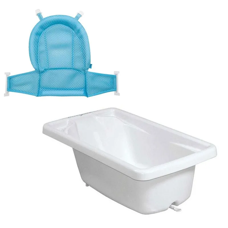 Banheira Avulsa Branco Com Rede Protetora De Banho Azul