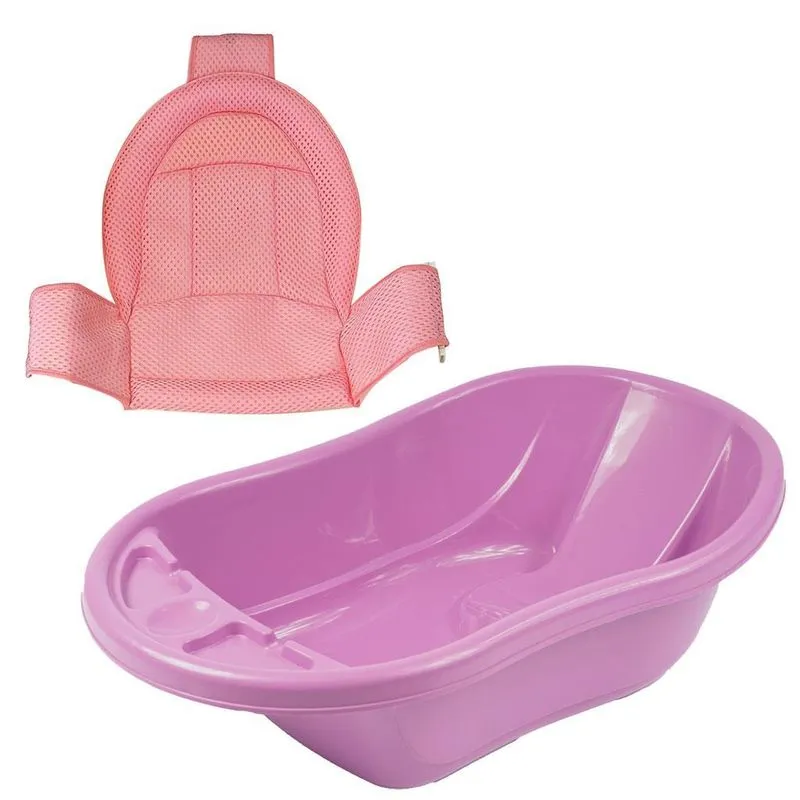 Banheira Infantil 29 Litros Rosa Com Rede Protetora De Banho