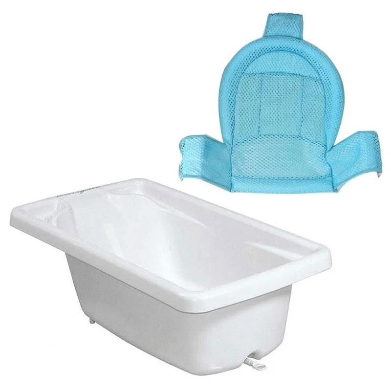 Banheira Avulsa Branco Com Rede Protetora De Banho Baby Azul