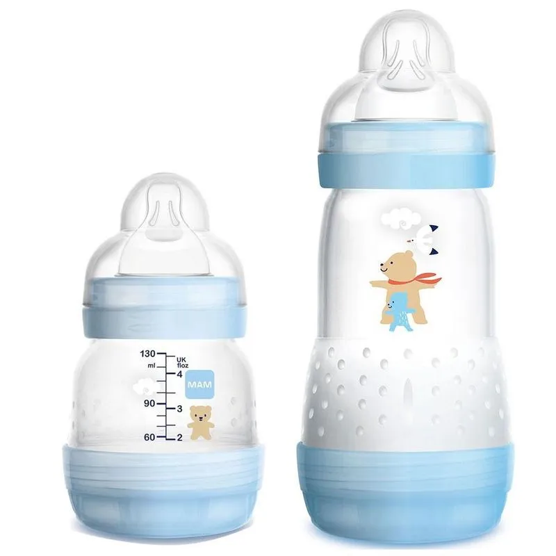 Kit Mamadeira Easy Start Azul 130 Ml E 260 Ml - Mam