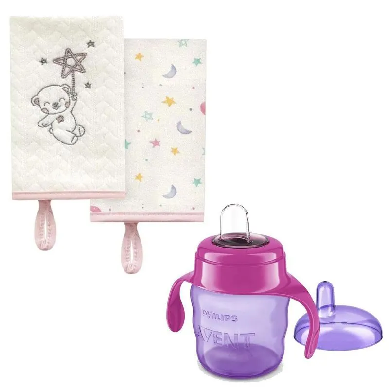 Kit Com Duas Babinhas Céu Infinito Com Copo De Transição