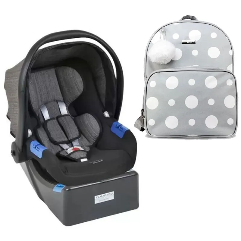 Bebê Conforto Touring X Mescla Preto Com Base E Mochila