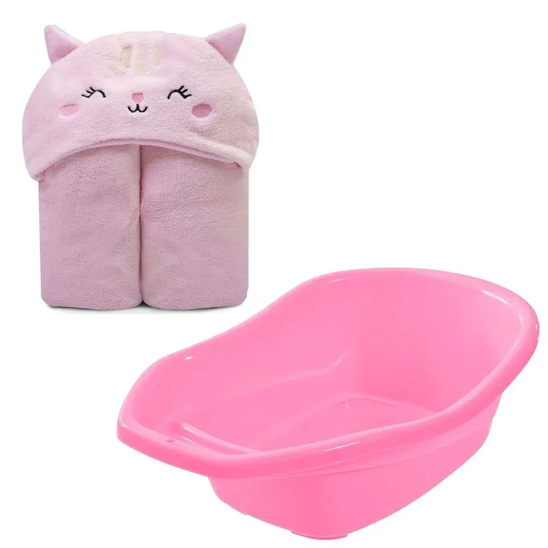 Banheira Para Bebê Leitosa Com Cobertor De Microfibra Rosa