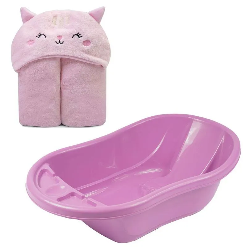 Banheira Infantil 29 Litros Com Cobertor De Microfibra Rosa