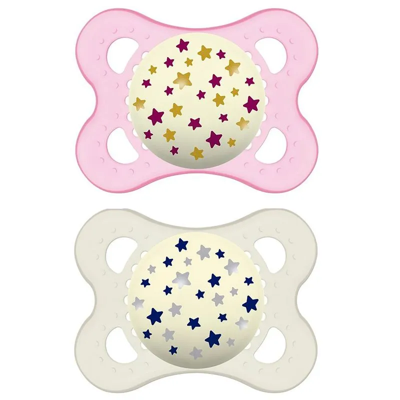 Chupeta Night Estrelas (0-6 Meses) Dupla - Mam