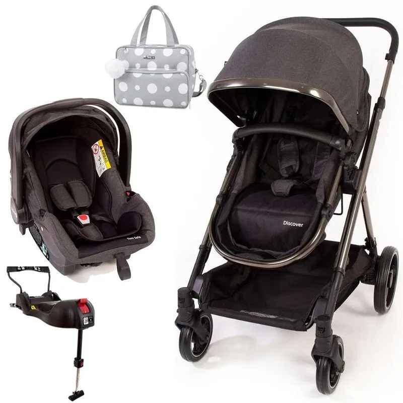 Carrinho Travel System Discover Black E Bolsa Maternidade