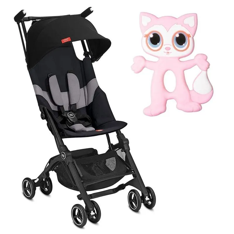 Kit Carrinho De Bebê Pockit+ Com Mordedor Em Silicone Macio
