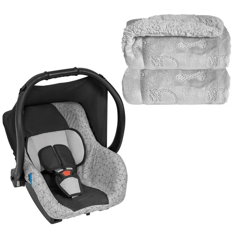 Bebê Conforto Joy Preto Cinza (0 À 13 Kg) E Cobertor Plush