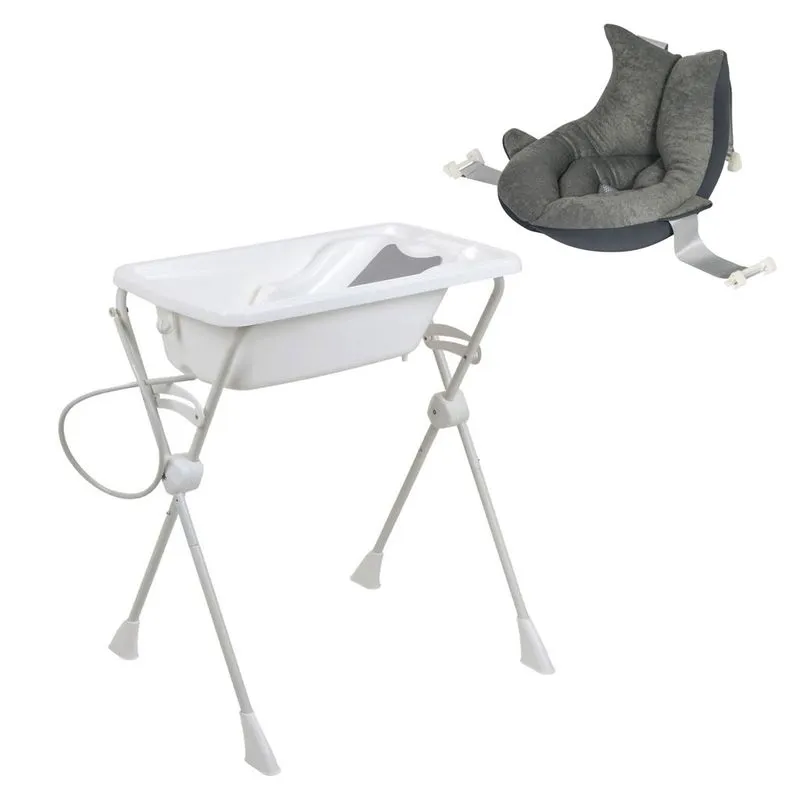 Kit Banho Banheira Redutor E Suporte Com Almofada De Banho