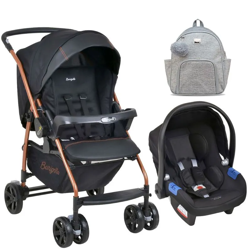 Kit Travel System Rio K Preto Cobre Com Mochila Barcelona