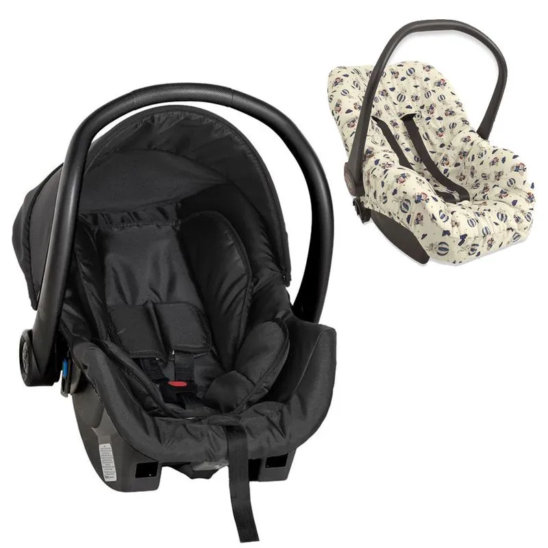 Kit Bebê Conforto Cocoon Black Com Capa Para Bebê Conforto