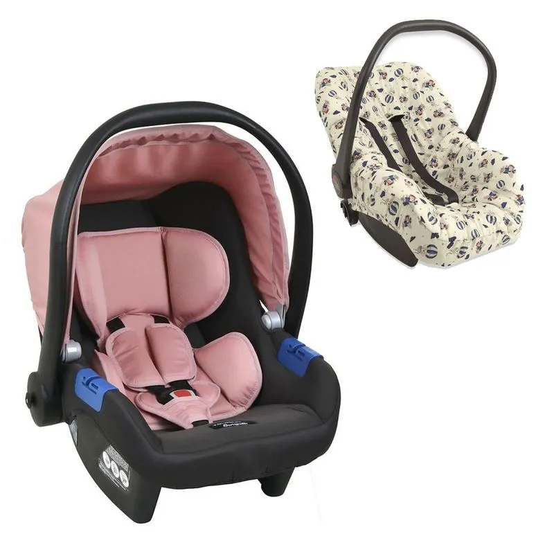 Bebê Conforto Touring X Rosa Cinza E Capa Para Bebê Conforto
