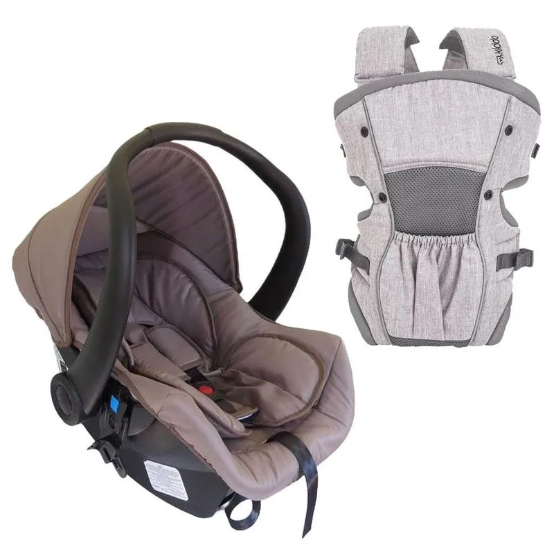 Kit Bebê Conforto Cocoon Preto Cappuccino Com Canguru Muuv