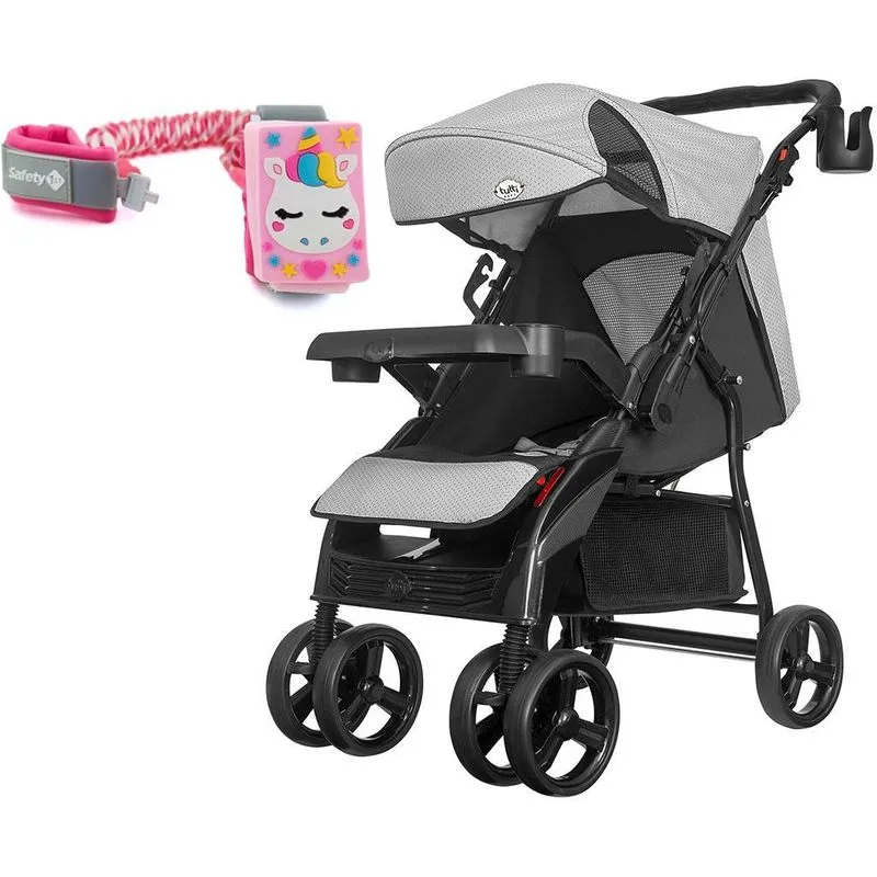 Kit Carrinho De Bebê Nivo Preto + Pulseira De Segurança