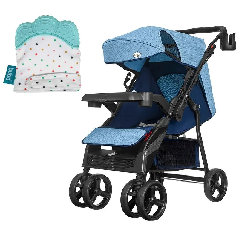 Carrinho De Bebê Nivo Azul Com Luvinha Mordedor De Silicone