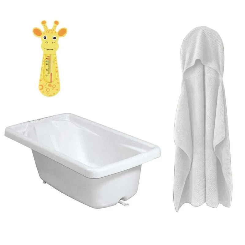 Kit Banheira Branca Com Toalha E Termômetro - Burigotto