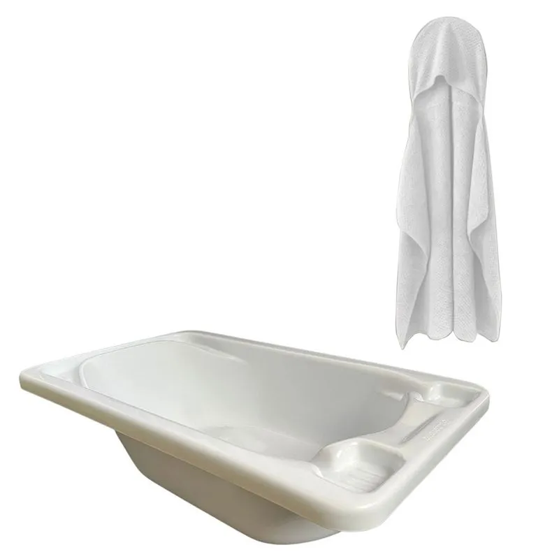 Kit Banheira Plástica Rígida Com Toalha De Banho Fluffy