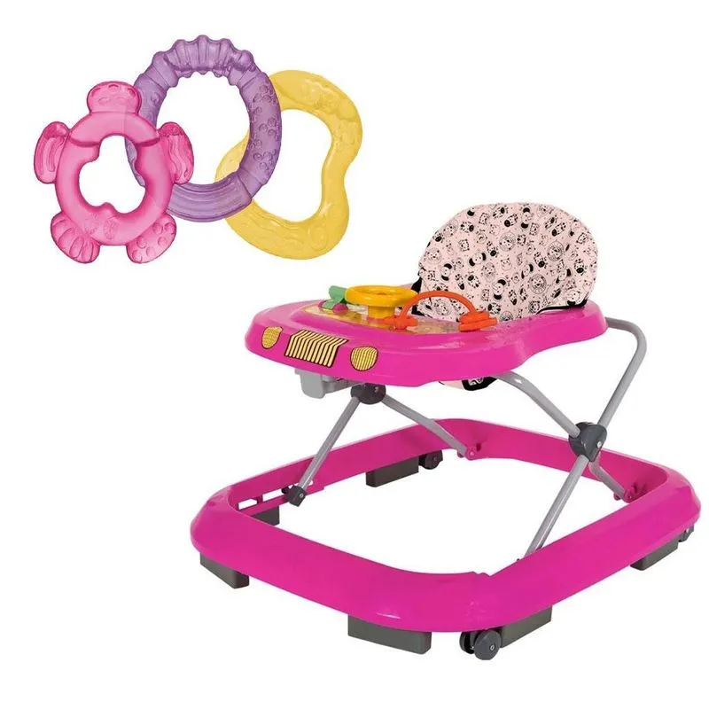 Andador Tutti Baby Safari Ii Rosa C/ Mordedor Tender Bites