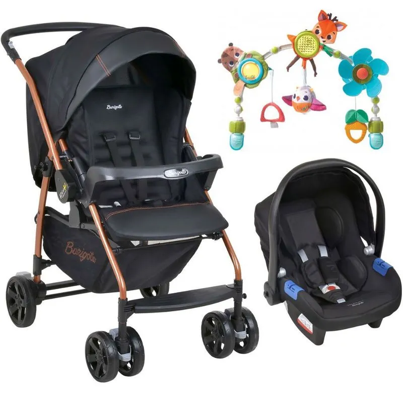 Kit Carrinho De Bebê Com Bebê Conforto E Arco Musical