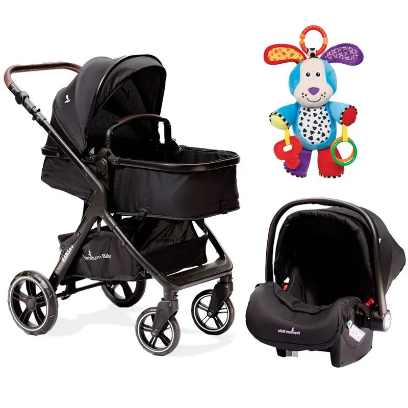 Kit Carrinho Com Bebê Conforto Kansas E Pelúcia Treme-treme